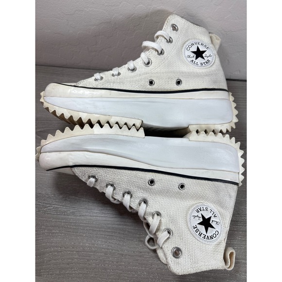 Converse Run Star Hike Hi Top Platform Sneakers Tonal Marble Egret Womens Sz 7 - Picture 8 of 9